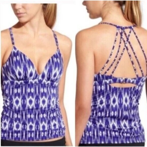 Athleta Aqualuxe Print Molded Bikini Top Blue Swimwear Women’s Sz XS NWT‎ - Picture 1 of 14
